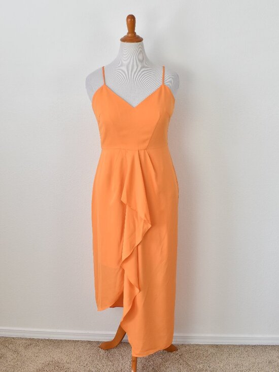 Gianni Bini Dresses & Skirts - Gianni Bini Monique Ruffle Midi Dress Papaya Orange - 12